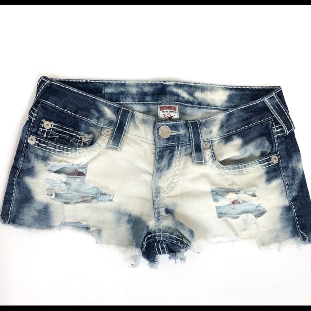 True Religion Distressed Cut Off Jean Shorts